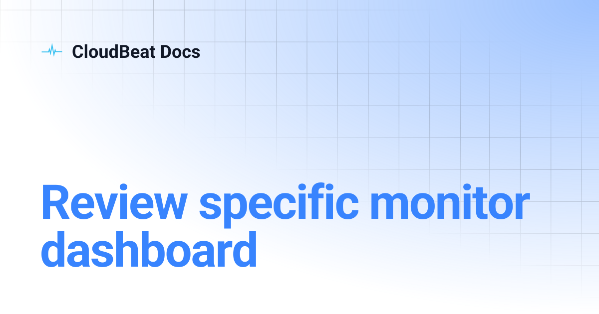 Review specific monitor dashboard | CloudBeat Docs